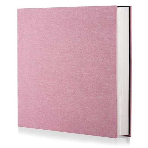HenPisen Photo Album Self Adhesive Scrapbook Album for 4×6 Pictures DIY Magnetic Linen Cover Album 30 Blank Pages for Family Wedding, Birthday, Christmas, Anniversary (Pink)