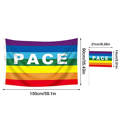 3 Pcs Conjunto de bandeira do arco-íris | Pace Rainbow Flag | Bandeiras de arco-íris com bandeira do