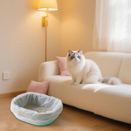 Katzentoilettenbeutel, 3 Rollen-30 Stück Katzenstreutasche, Katzenkotbeutel mit Zugbändern, Katzentoiletten-Müllbeutel, Reißfeste Dicke Katzenklo-Beutel, Haustierstreubeutel für Kot 940 * 457mm