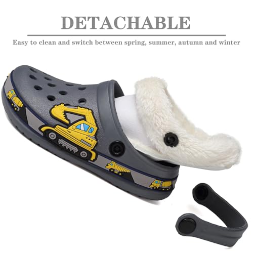 Image of Toddler Lined Clog Slippers Winter Garden Sandals Kids House Shoes Warm Slip On Sneakers Cartoon Slides for Boys and Girls Children Indoor Outdoor