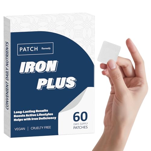 Iron Plus Topical Patches – Easy to Use, 60 Days Supply – Sugar-Free, Latex-Free, Natural Alternative