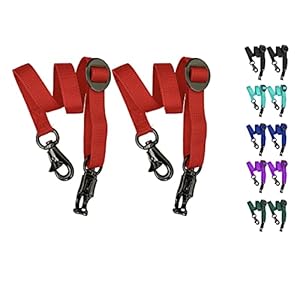 Majestic Ally Pack of 2, Double Thick Trailer Tie for Horse Haulage with Adjustable Buckle, Panic Snap and Bull Snap – 1 Inch by 36 Inch (Red)