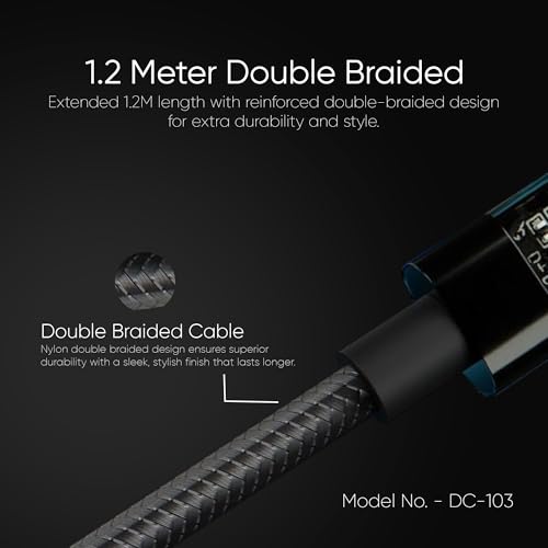 Image of Vismac 60W USB to Type-C Double Braided Fast Charging & Sync Cable with LED Indicator and Gold-Plated Connectors(1.2M).