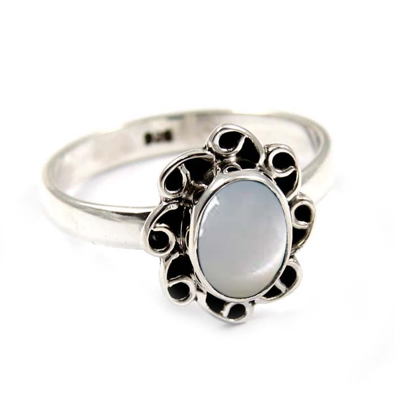 JEWELSTREZORO TSR251AA - Anillo de plata de ley 925 maciza para hombre y mujer, joyería hecha a mano en todos los tamaños, J, Metal Piedra preciosa., Piedra lunar blanca.