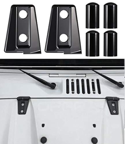 Hooke Road Black Hood Hinge Cover for 2007-2018 Jeep JK Wrangler & Unlimited - Pack of 2