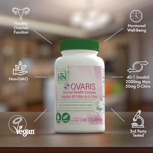 Image of Health Thru Nutrition OVARIS | Ovarian Health Complex | Inositol 40:1 Myo to D-Chiro | Hormonal & Ovary Function Support | Vitamin B8 Supplement for Women | Certified Vegan Non-GMO | Pack of 120