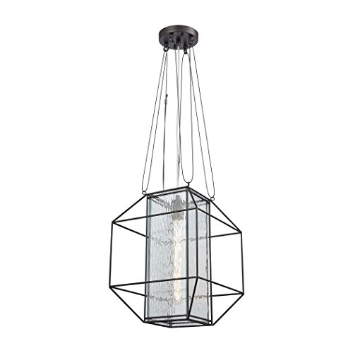 StarSun Depot Waterbury 1-Light Mini Pendant in Oil Rubbed Bronze with Ripple Glass