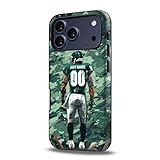 IKPYTREE Custom Football Phone Case for iPhone 17 Air 16E 16 15 14 13 12 11 Pro Max Plus XR X - Personal Name and Number - Philadelphia E Athletes on Heavyduty Back Cover