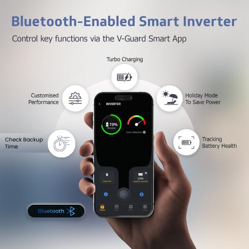 Image of V-Guard Inverter & Battery Combo (Smart Pro 1200 Inverter, VT 220 (205 Ah Tall Tubular Battery)) for Home, Office & Shops