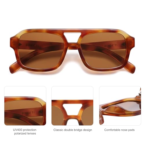 SOJOS Retro Aviator Sunglasses for Womens Mens Polarized Trendy Square Designer Inspired Shades 80s 90s Sun Glasses SJ23424