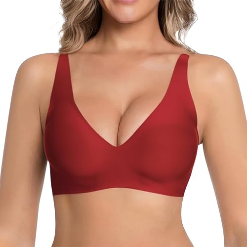 moskrtula Jelly Bras for Women UK Deep V Wireless Bralettes Push Up Seamless Bra Ladies Leopard Bra T Shirt Bras Comfortable Wireless Plunge T Shirt Bralettes with Adjustable Straps Everyday Bras