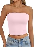 AUTOMET Tube Tops Strapless Crop Tops Basic Backless Sleeveless Bandeau Going Out Cute Summer Clothes Spring Outfits 2026 Pink S