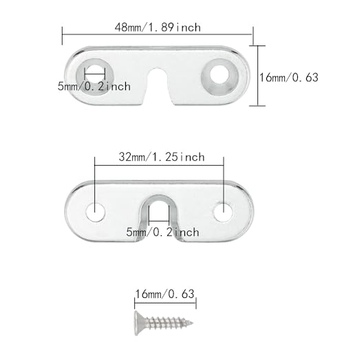 Image of 8PCS Multifunctional Screws Keyhole Hanging Plates Flat Corner Brace Plates Metal Joining Plates Connector Repair Bracket Keyhole Shelf Brackets Single Keyhole Picture Hanger
