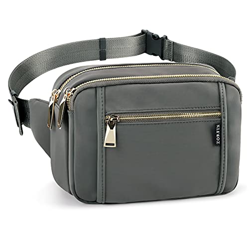 ZORFIN Fanny Packs for Women Men, Fashion Waist Pack Belt Bag with 5 Zipper Pockets Adjustable Belt, Casual Hip Bum Bag for Travel Shopping Hiking Cycling Running (Gray) ZORFIN Fanny Packs for Women Men, Fashion Waist Pack Belt Bag with 5 Zipper Pockets Adjustable Belt, Casual Hip Bum Bag for Travel Shopping Hiking Cycling Running (Gray)