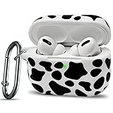 BRG for Airpods Pro Case, Cute Cow Print Silicone Protective Case Cover with Keychain for Apple...