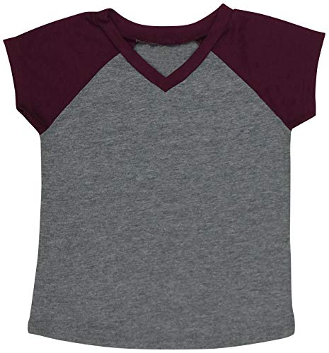 Image of ToBeInStyle Kids Boys Girls Cotton Jersey Contrast Raglan V-Neck Tee T-Shirts