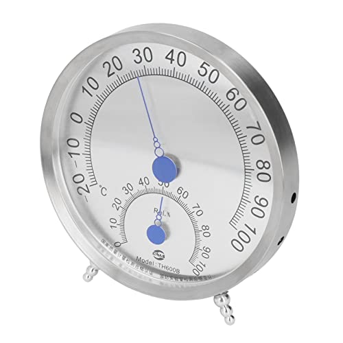 WALFRONT Round Stainless Steel Outdoor Thermometer Hygrometer Large Weather Thermometer Heat with Holder WALFRONT59adwpbuhx-12