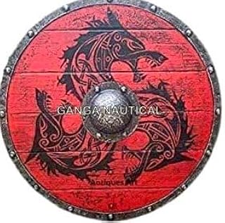 Wolf Authentic Battle Worn Viking Shield Medieval Wooden Shield Viking Warrior Shield Dragon Shield Home Decor Shield