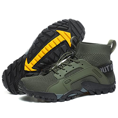 AngryMonkey Water Shoes for Mens Ltalian Handmade Amphibious Anti-Skid Anti-Cut Fishing Shoes for Outdoor Trekking Low Help Hiking Shoes