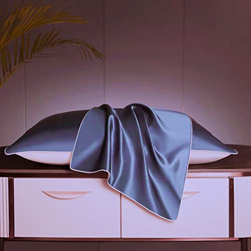 Doublure 100% pure soie de mûrier 19 momme, soie Charmeuse, la partie inférieure est fibre de pâte de bois, 1, 50 x 75 cm, torticollis hypoallergénique (50 x 75 cm, marine) Cover