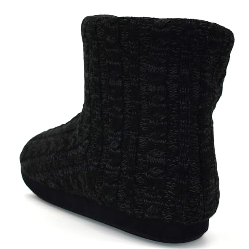 KuaiLu Men's Knitted Slipper Boots, All Black, UK 10 - Image 5