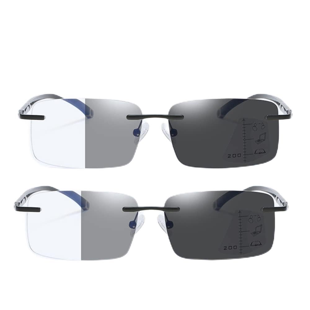 FREAZE Photochrome Randlos Lesebrille Ultraleicht Titan Brille Lesehilfe Rahmenlose Progressive Multifokus Computer Brille Unisex 1.0 (Size : 1.5X)
