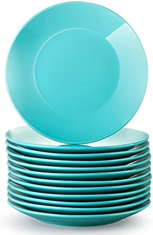 LOVECASA 'Sweet' 6-Piece Dessert Plates Round China Porcelain Side Plate Snack Plate Salad Plate for Salad/Fruit/Snack Plate, Black 21.5*21.5*2.5 cm