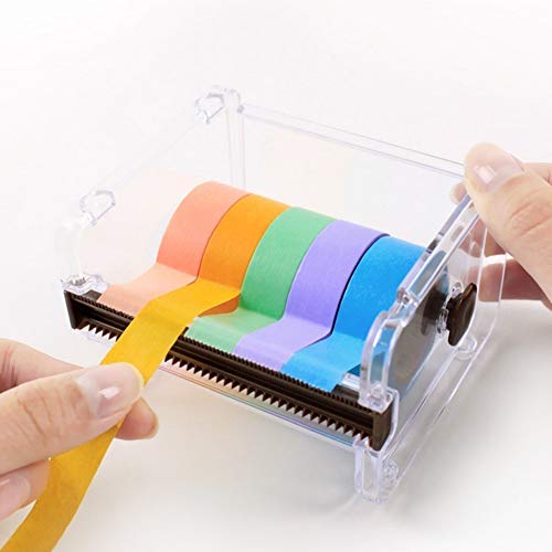 shengyuze Tape Holder, Office Stationery Masking Washi Tape Holder Cutter Storage Organizer Dispenser, Polypropylene - Transparent