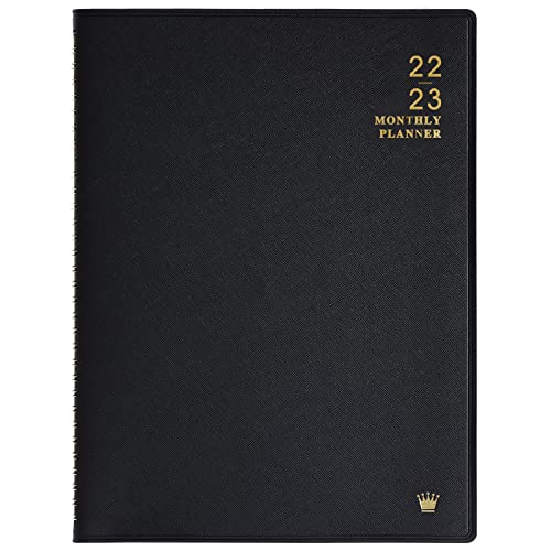 2022-2023 Monthly Planner - 18-Month Planner/Calendar 2022-2023 with Tabs, Jan 2022 - Jun 2023, 8.86" x 11.4", Faux Leather, Pocket, Passwords, 15 Note Pages, Twin-Wire Binding, Thick Paper - Black