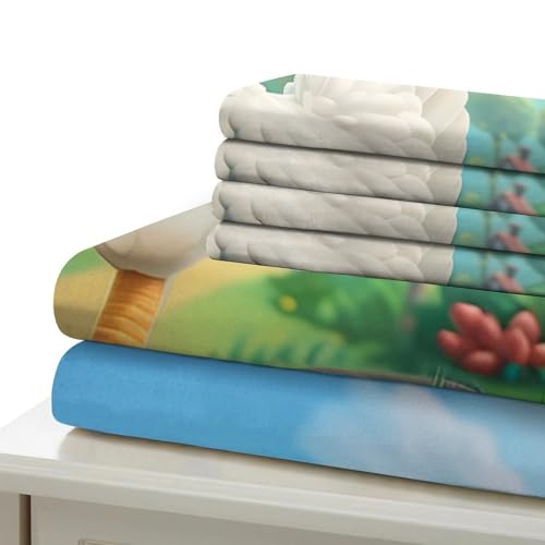 Parure de lit 3D Coq microfibre avec housse de couette et taie d'oreiller pour lit simple