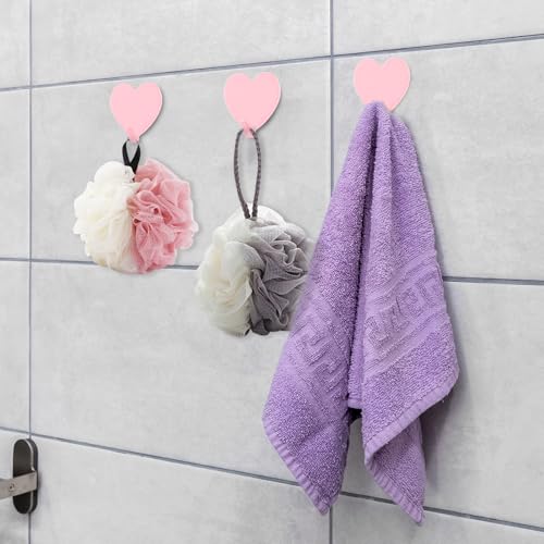 COMNICO 6 Pack Heart Shaped Adhesive Hooks Decorative Hanging Wall Hook Stainless Steel Sticky Hangers Cute Heavy Duty Hooks Without Nails for Keys Towel Home Kitchen Bathroom Office Classroom - Image 5