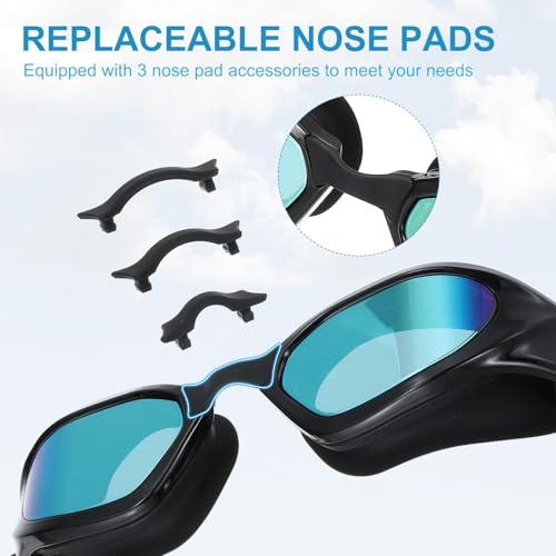 PATIKIL Gafas de Natación Polarizadas Unisex, Anti-Vaho, Resistentes a los Rayos Solares, sin Fugas, con Caja de Almacenamiento para Hombres, Mujeres, Adultos y Adolescentes, Blanco/Azul - imagen 5