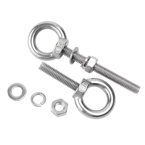 SYDARSYN M8x60mm Golfari Vite ad Anello Bulloni ad Occhiello ad Anello Acciaio Inossidabile 304 con Dadi Esagonali, Rondelle di Bloccaggio, Rondelle Piatte (1 Pezzi)