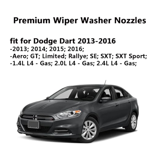 68081370AB Premium Wiper Washer Nozzles Fit for Dodge Dart 2013-2016 | Chrysler 200 (2015-2017), Windshield Washer Fluid Jet Nozzle | Easy to Install | 2 Pack, Ref 68260029AA, 58147