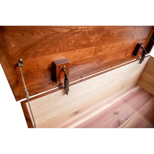 Rustic Cherry Cedar Hope Chest with Waterfall Top and Tray – Amish Made Storage Chest with Anti-Slam Hinges and lock – Blanket Chest - Trunk (Rustic Cherry Wood, W. Cherry Stain, 46" Long, with Tray) - Thumbnail 4