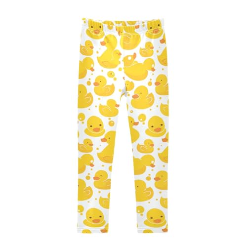 Yellow Rubber Animal Duck Cute Kids Baby Girls Athletic Leggings Stretchy Full Length Leg Yoga Pants Running