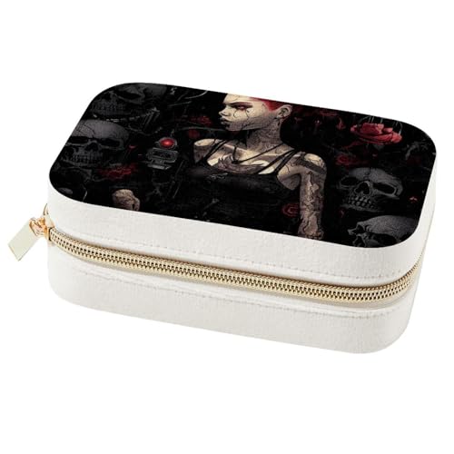 Boîte à bijoux de voyage zippée avec compartiments bagues et boucles