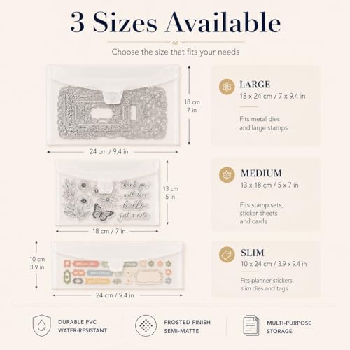 Image of Hukado 30-Pack 12x12 Scrapbook Paper Storage Bag with Color Tabs | Upgraded Wider Side Clear Vinyl Organizer with Handle, Portable Paper Organizer for Cardstock, Vinyl & Craft Supplies