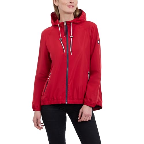 Tommy Hilfiger Cortavientos ligero y resistente a la intemperie para mujer, Rojo -, S