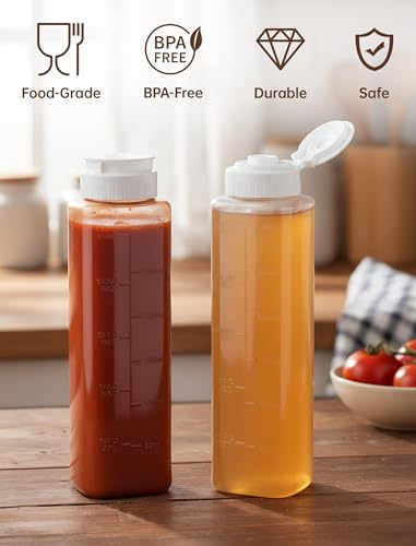 NiHome Honey Dispenser No Drip 10oz Squeeze Bottle for Syrup Sauce 2Pcs - image 3