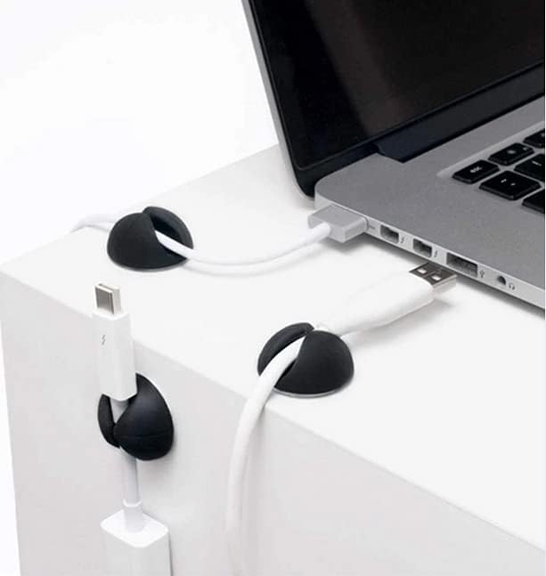 Lifeswonderful - Pack of 10 - Self-Adhesive Charger USB Cable Cord Wire Clip Holders Desk Tidy Ties (Black)