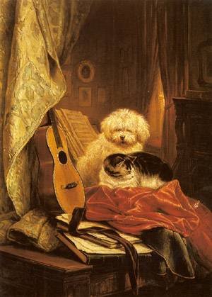 Peinture à l'huile salon tableau Best Friends Henriette Ronner Knip 36x48