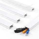 Yecaye 70.8in Cord Hider, Cord Covers for 2-3 Wires on Wall, Medium TV Cable Hider, Self-Adhesive Cable Raceway, Paintable Wire Covers for Cords on Wall, W0.94in H0.55in, White