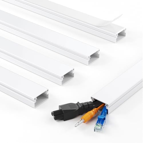 Yecaye 70.8in Cord Hider for 2-3 Wires on Wall, W0.94in H0.55in, White
