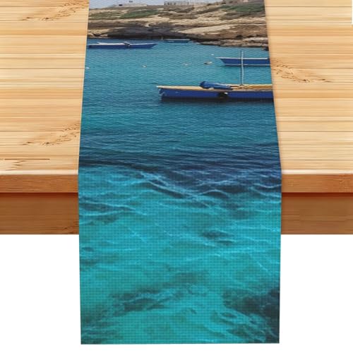 Rustic Linen Table Runner 13x72 for Dining Decor