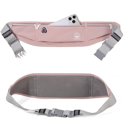 Image of Slim Running Belt Fanny Pack, Phone Holder Waist Pack Money Belt - Pink