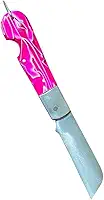 Canivete Inox tipo Roger pica fumo com bainha de couro (rosa)