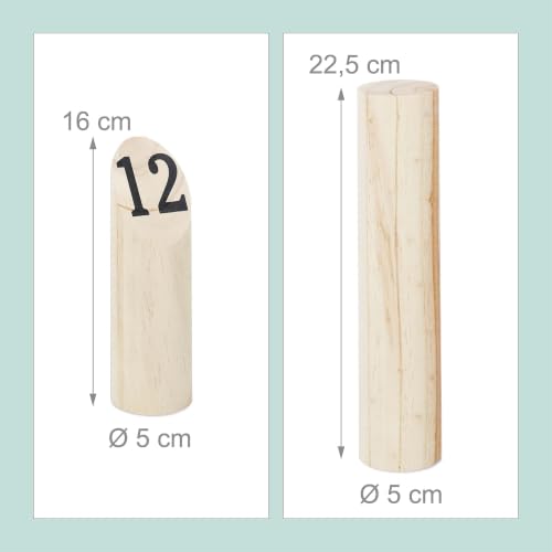 Foto von Relaxdays Kubb Wikingerspiel, skandinavisches Wurfspiel, Holz, Natur