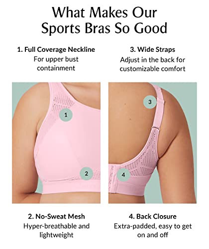 Glamorise Womens No-Sweat Mesh Wirefree #1068 Sports Bra, Pink, 38G Us #TOP6