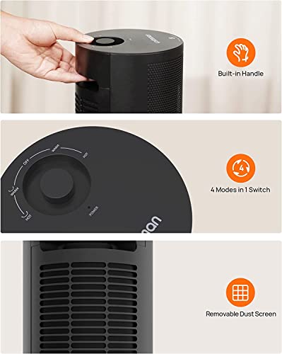 Space Heater For Indoor Use, 1500W Fast Ptc Ceramic Heating, 3S Instant Heating, 70° Oscillating,Tip-Over Protection, Small Heater For Office, Bedroom And Desk Use, Black #TOP6